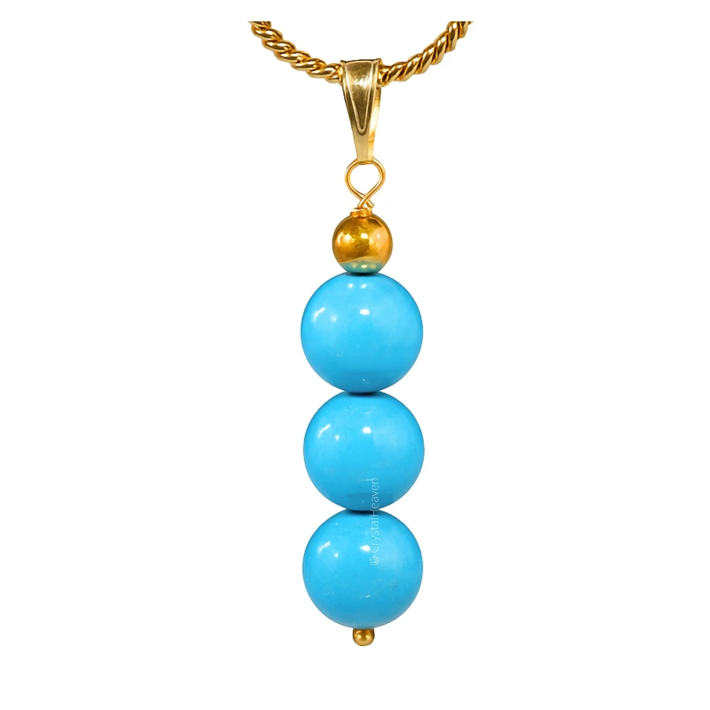 Magnesite Turquoise Crystal Bead Necklace (Gold)