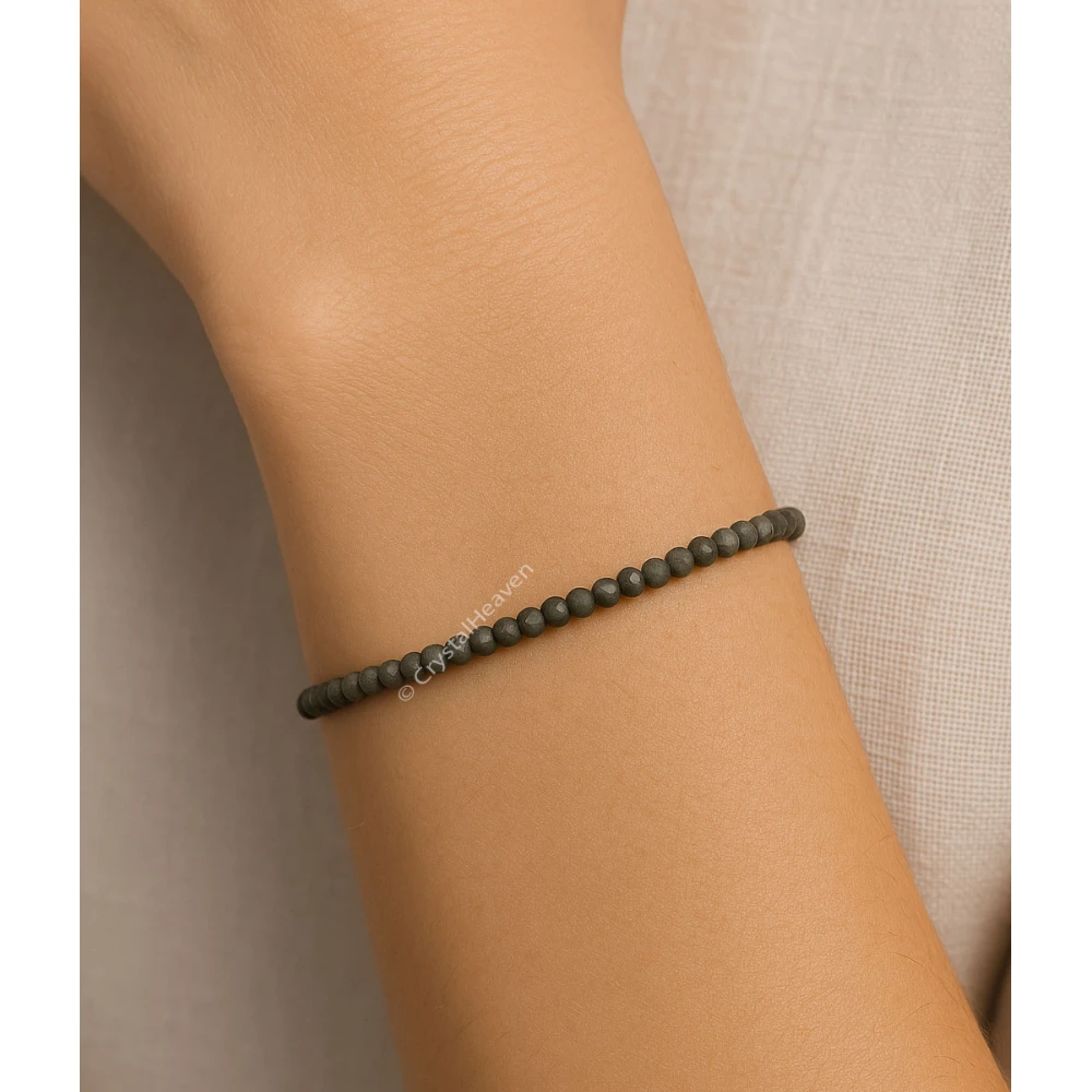 Grey Cats Eye Bracelets - 2mm Faceted Beads (Gold)