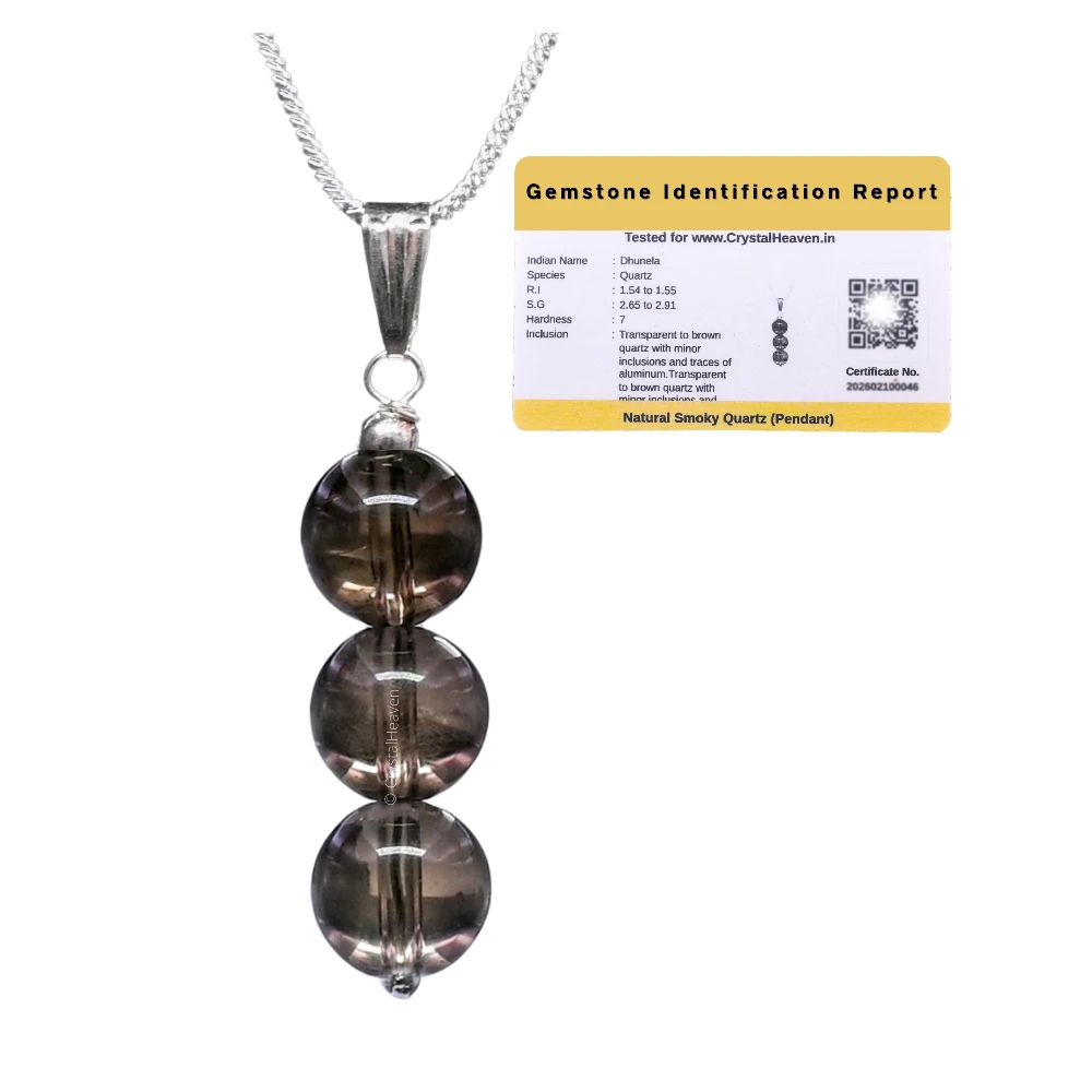 Smoky Quartz Crystal Bead Necklace (Silver)