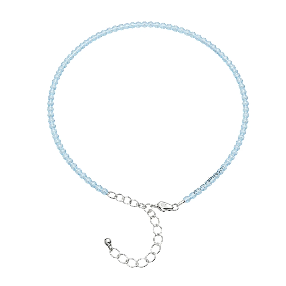 Aquamarine Anklet - 2mm Faceted Beads (Silver)