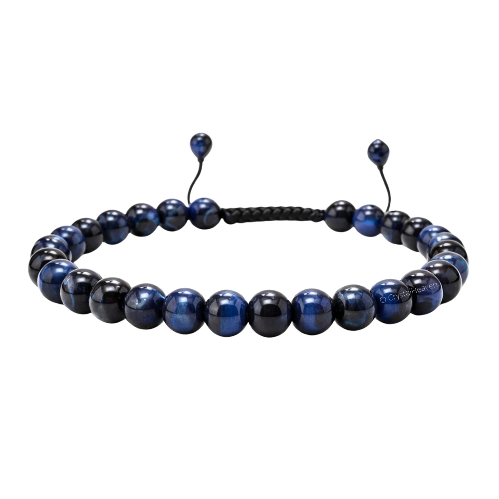 Blue & Black Tiger Eye Healing Crystal Bracelets - 6mm Beads (Adjustable)