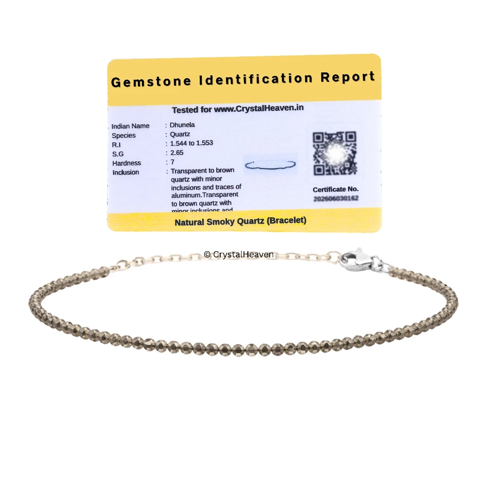 Smoky Quartz Bracelets - 2mm Faceted Beads (Silver)