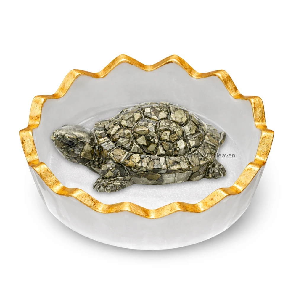Pyrite Tortoise Kachhua with Selenite (Bowl)