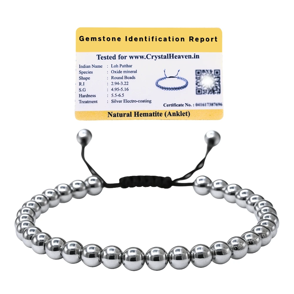 Silver Hematite Anklet (Without Knot)
