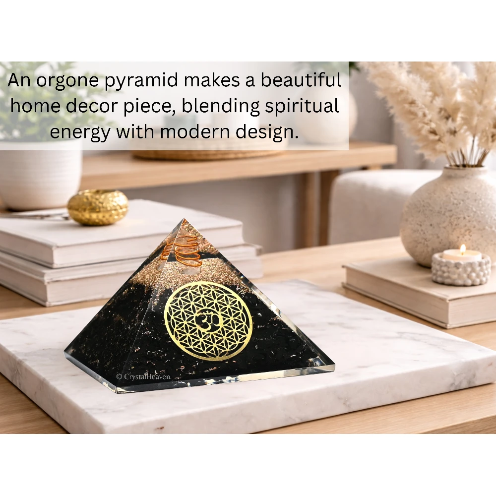 Shungite Orgone Pyramid (OM Flower Of Life)