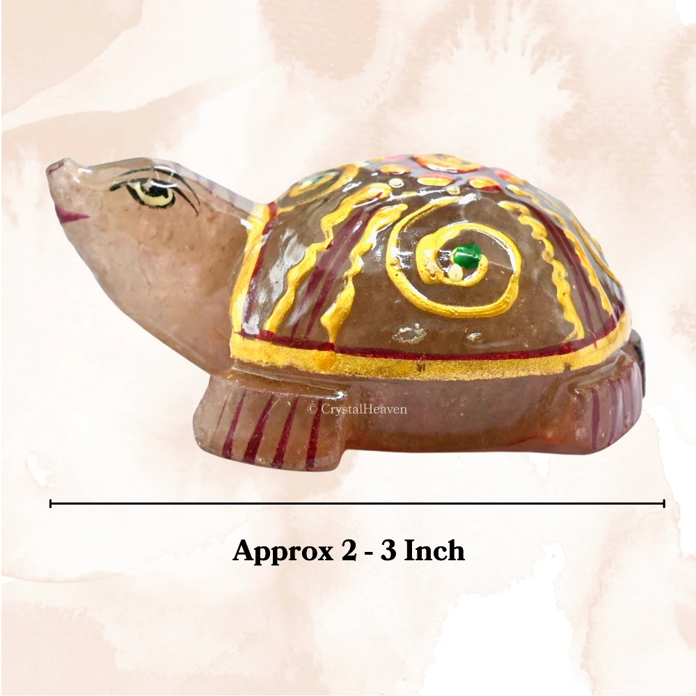 Rose Quartz Crystal Gemstone Hand Painted Tortoise (2-3 Inch)