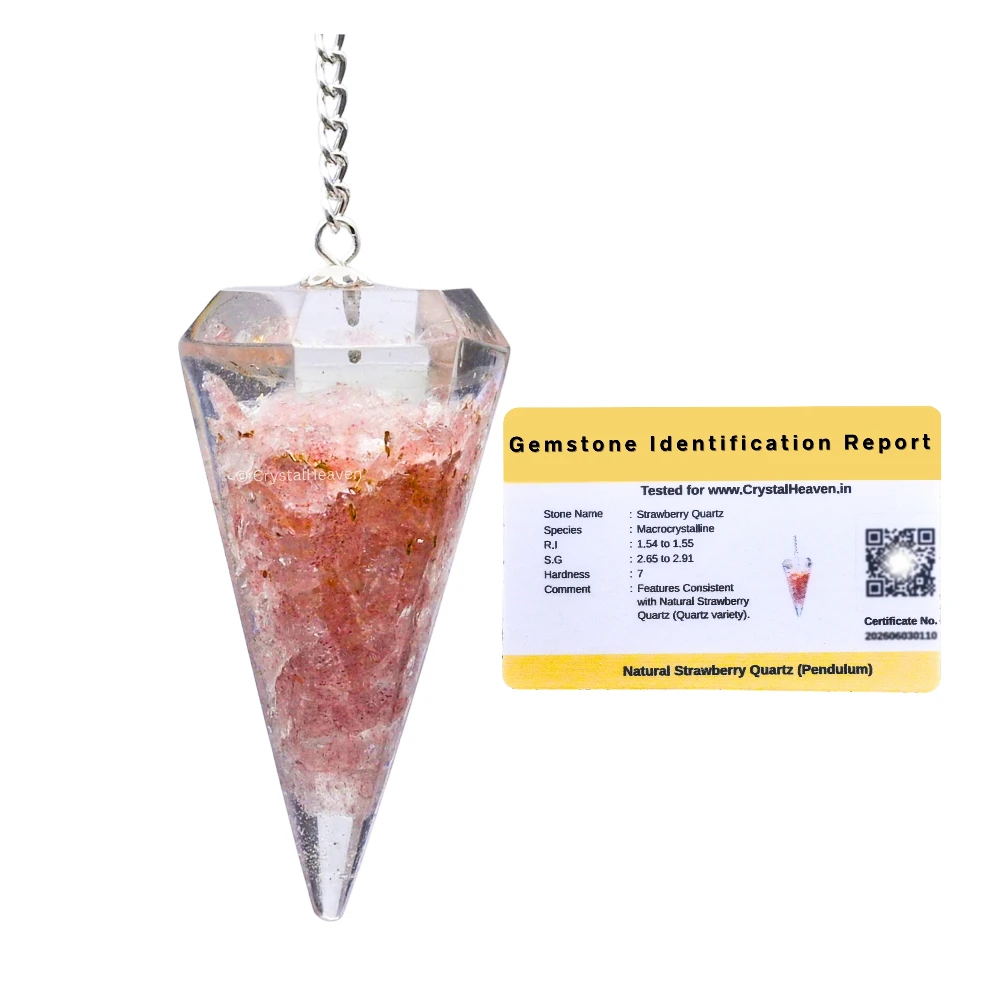 Strawberry Quartz Crystal Orgone Pendulum