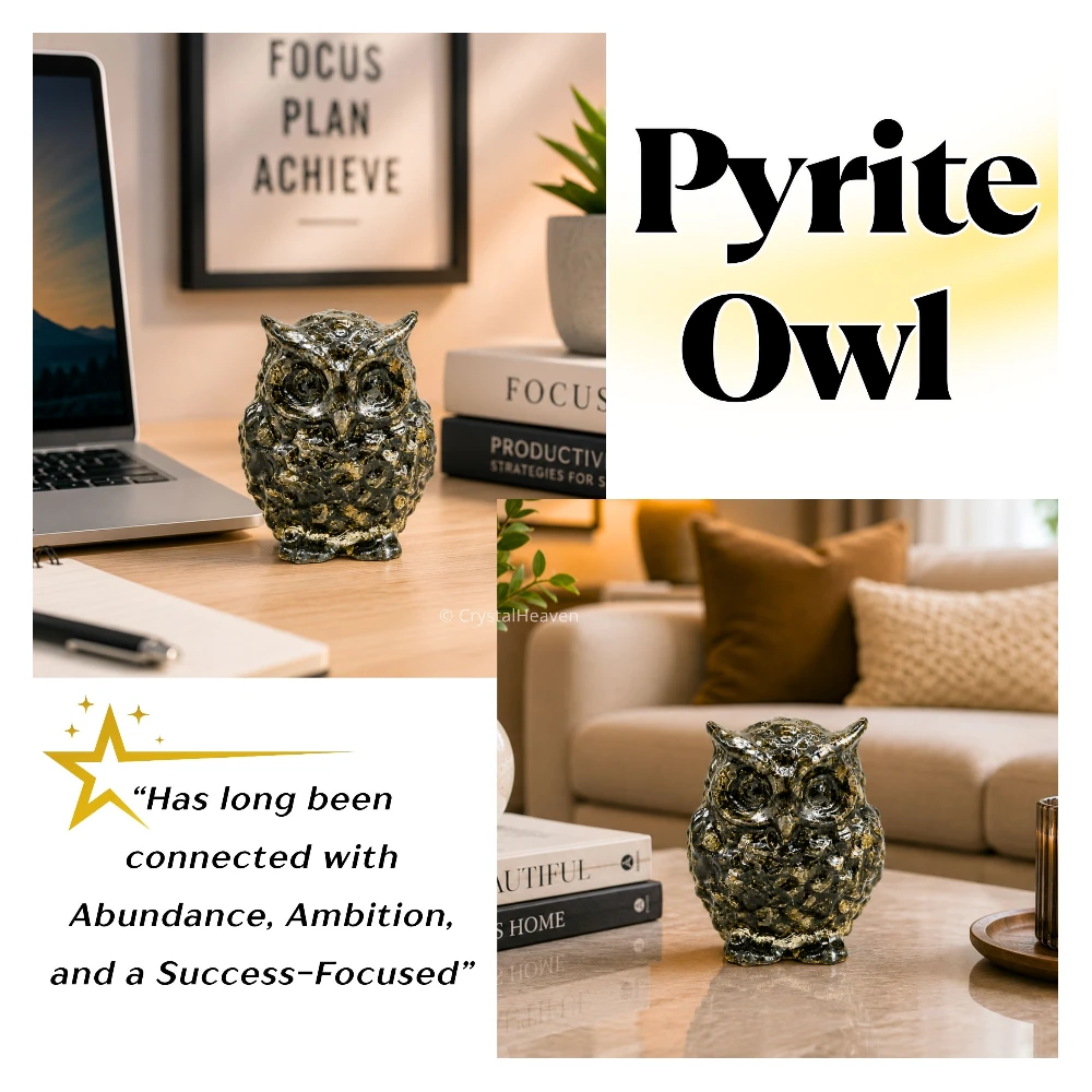 Natural Pyrite Owl - 2 Inch