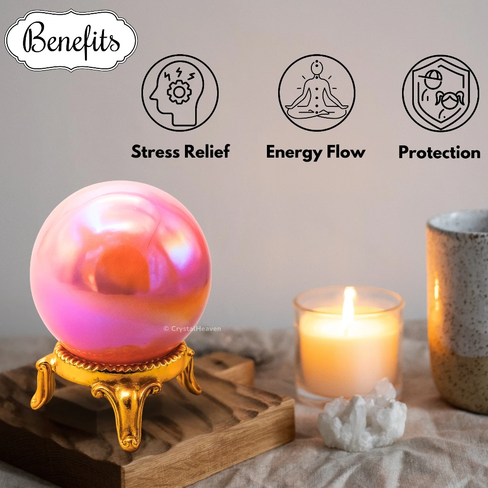 Angel Aura Rose Quartz Sphere (2 Inch)