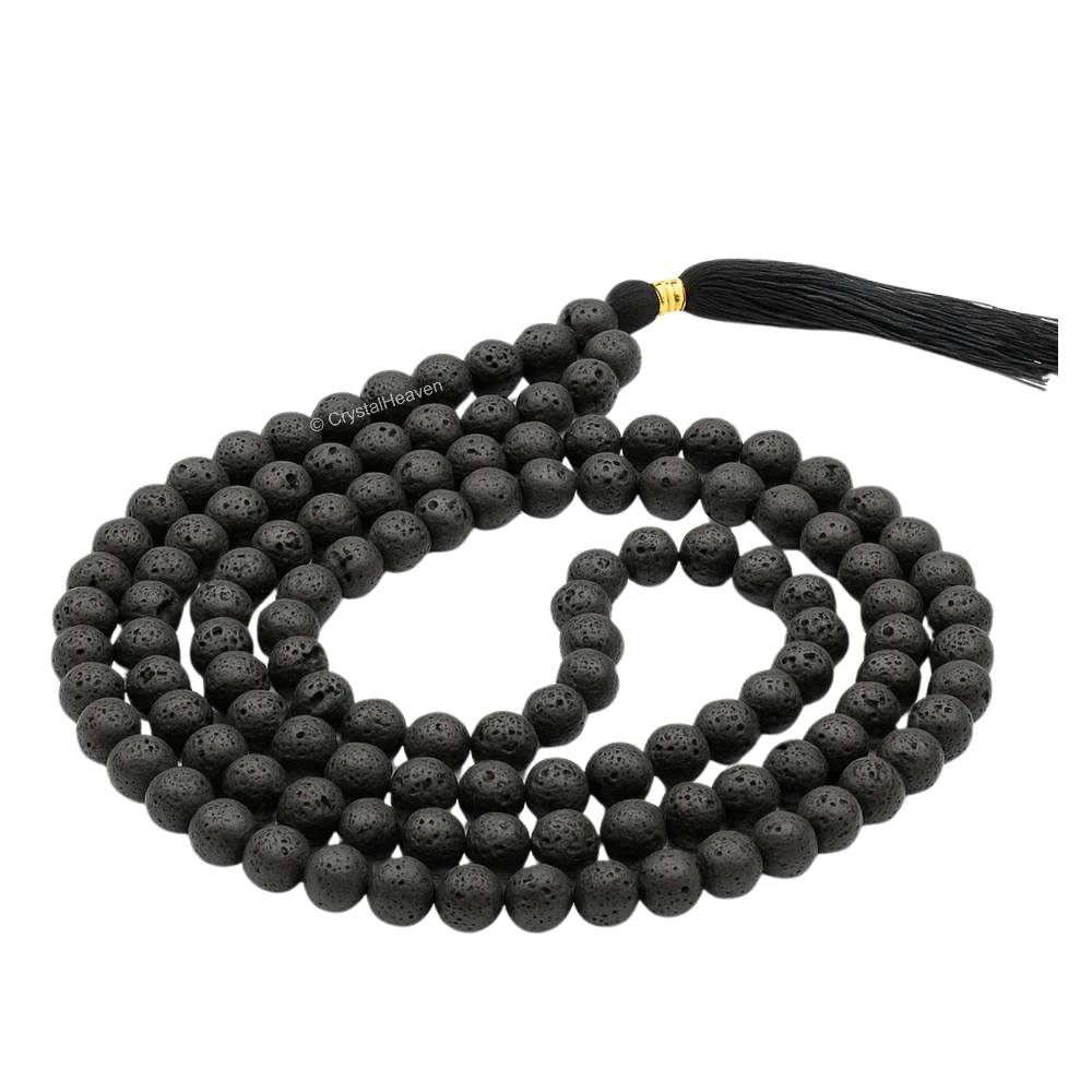 Lava Stone Japa Mala (Without Knot)