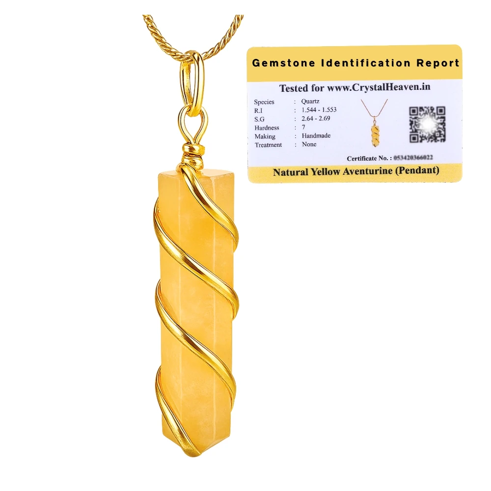 Yellow Aventurine Necklace - Spiral Pencil Point (Gold)