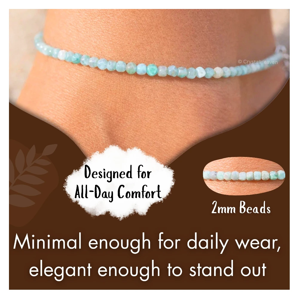 Amazonite Anklet - 2mm Faceted Beads (Silver)