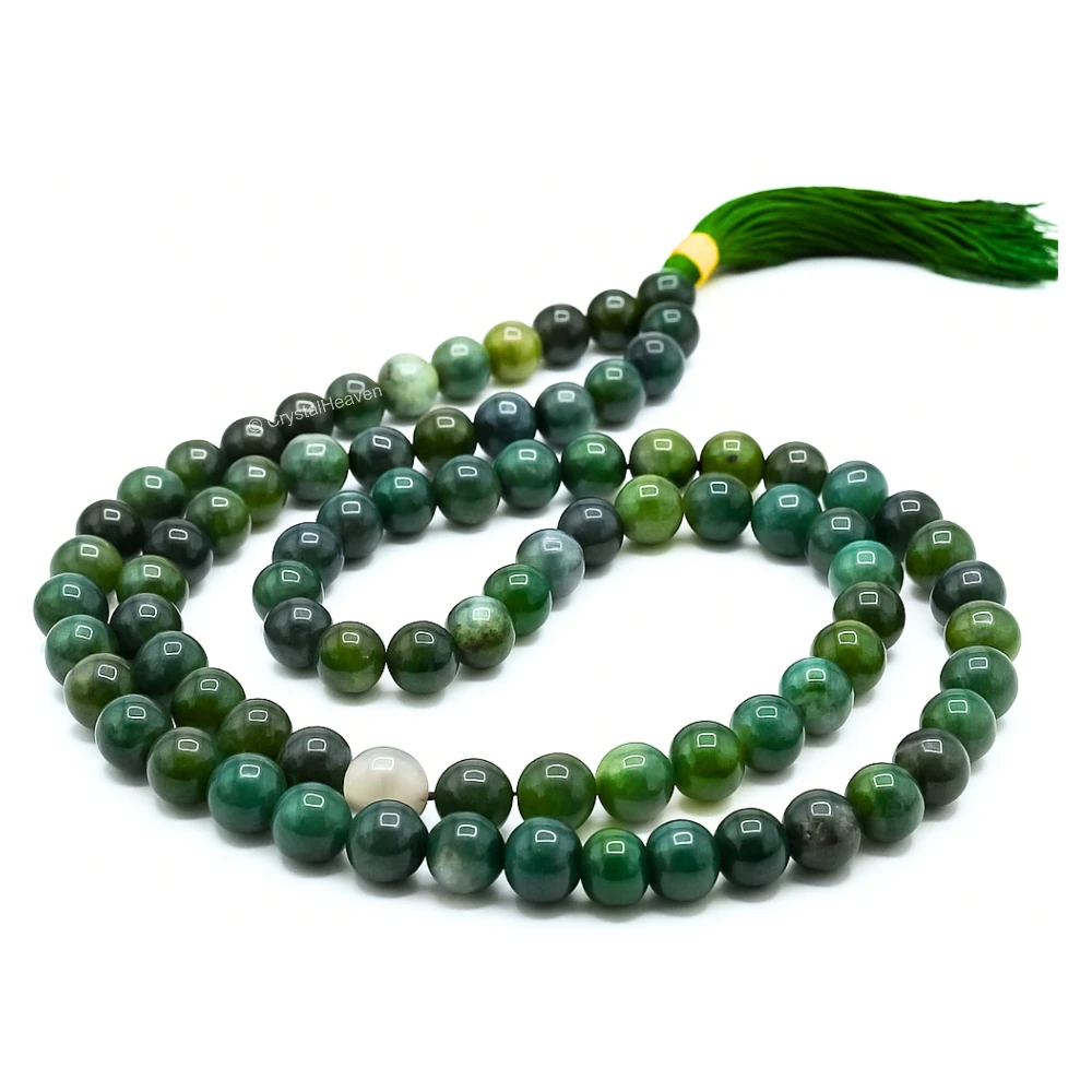 Moss Agate Japa Mala (Without Knot)