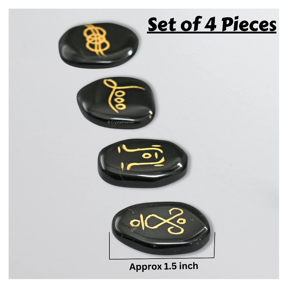 Black Agate Rainbow Reiki Stone - Set of 4