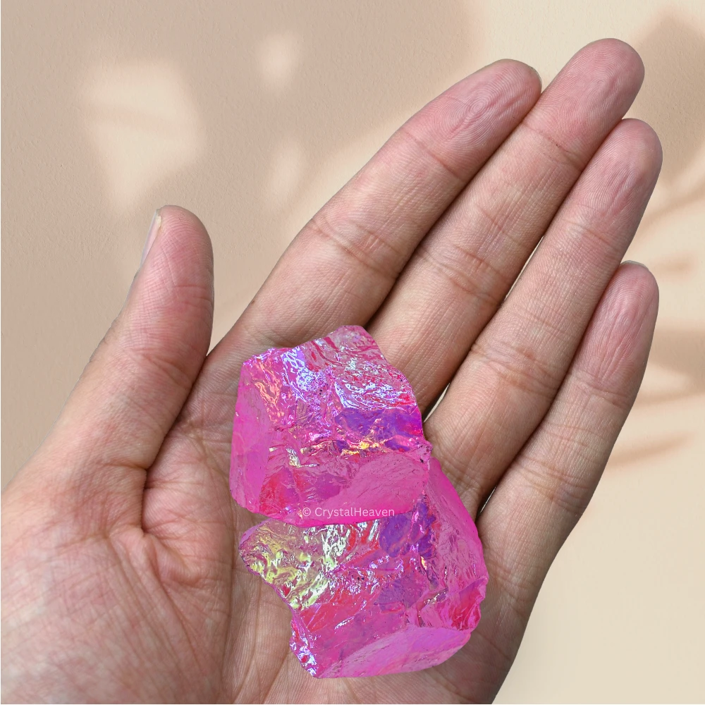 Raw Rose Aura Quartz Crystals (5 Pieces)