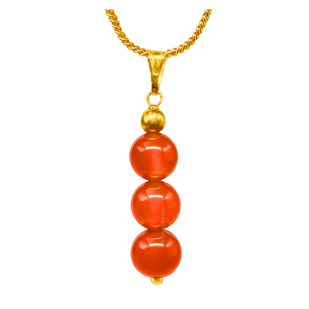 Carnelian Crystal Bead Necklace (Gold)