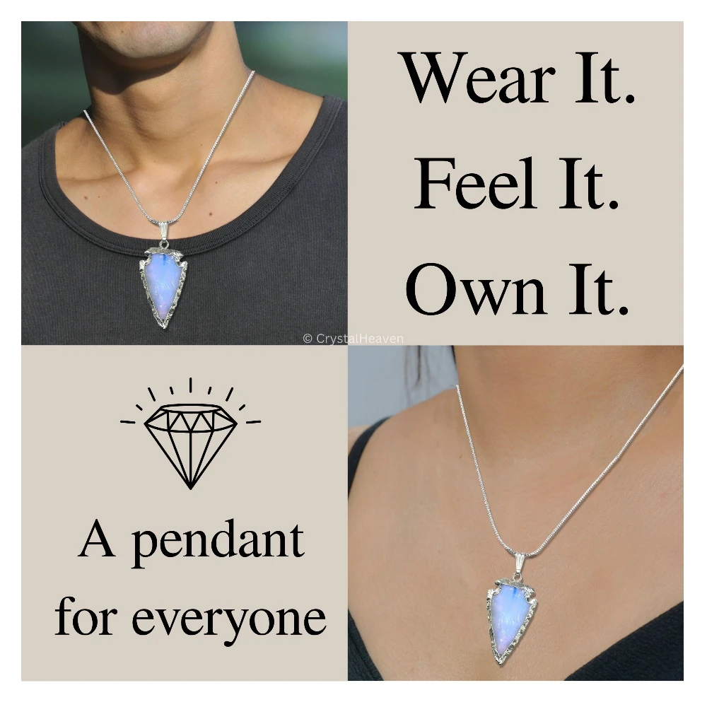 Opalite Arrow Head Pendant - Silver  Plated