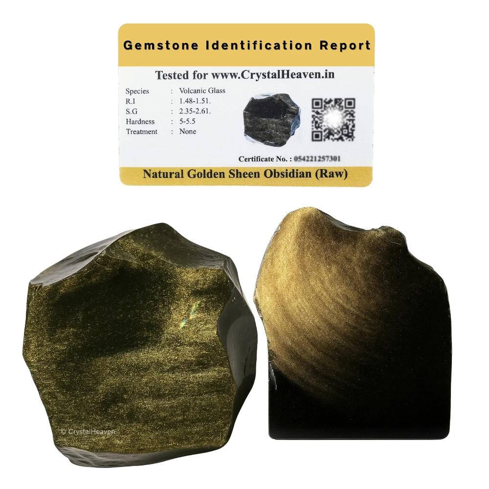 Raw Golden Sheen Obsidian Crystals (2 Pieces)