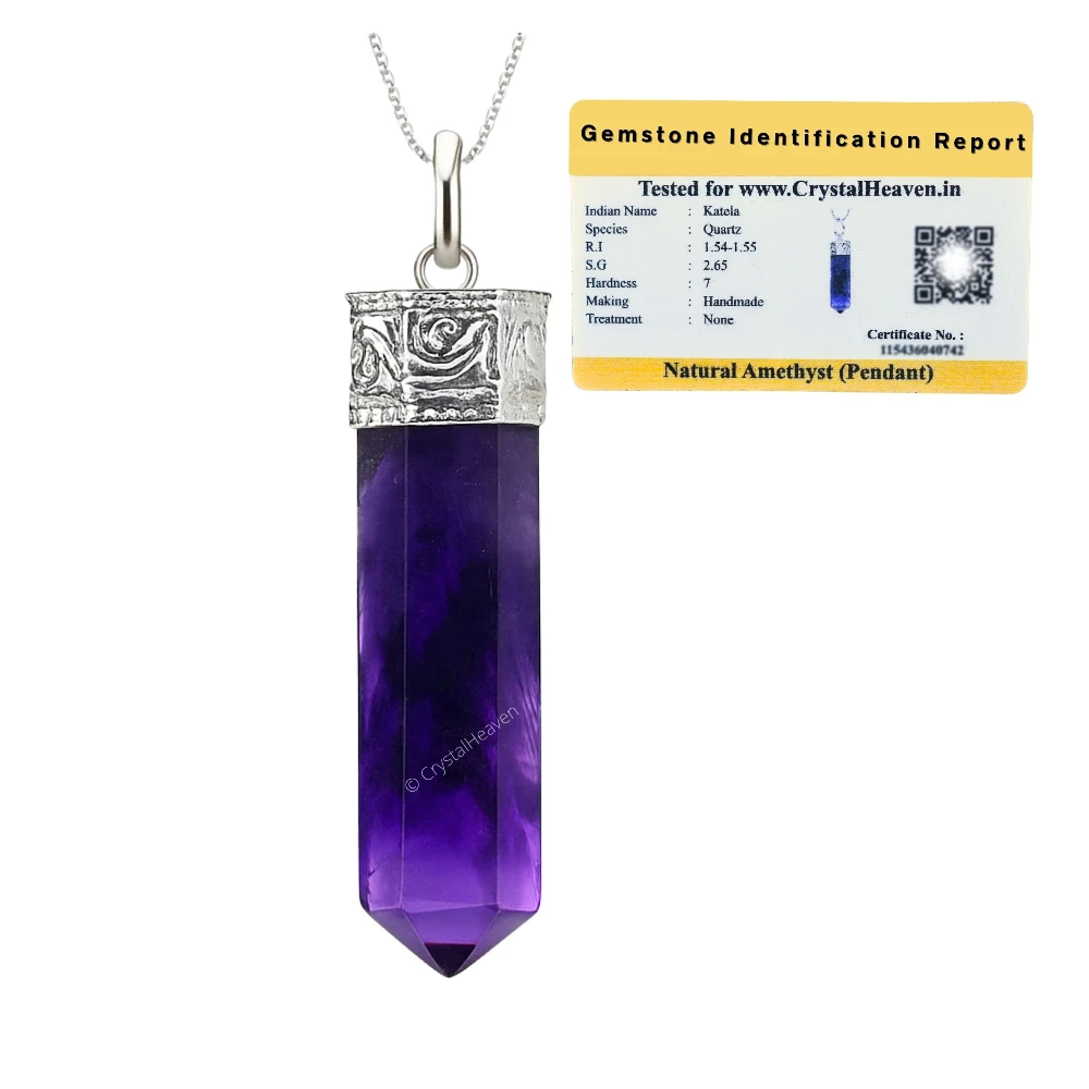 Amethyst Necklace - Pencil Point (Silver)