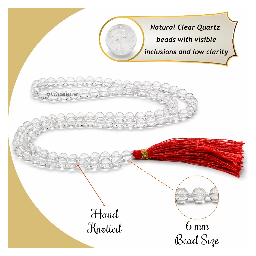 Sphatik Mala - B Grade 108 Beads (6mm, Hand Knotted)