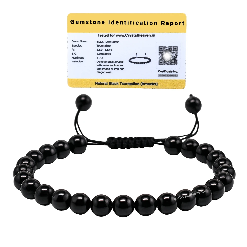 Black Tourmaline Healing Crystal Bracelets - 6mm Beads (Adjustable)