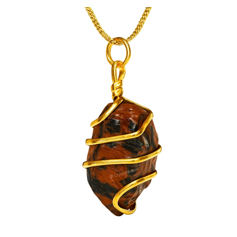Mahogany Obsidian Necklace - Raw Crystal (Gold)