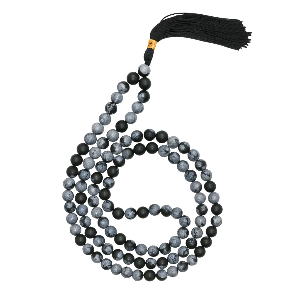 Snowflake Obsidian Japa Mala