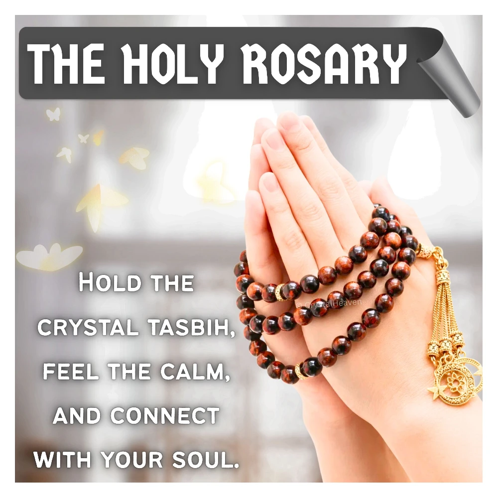 Red Tiger Eye Crystal Tasbih (Gold)