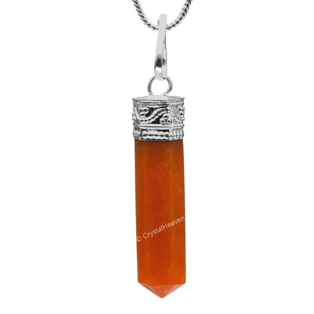 Carnelian Necklace - Pencil Point (Silver)