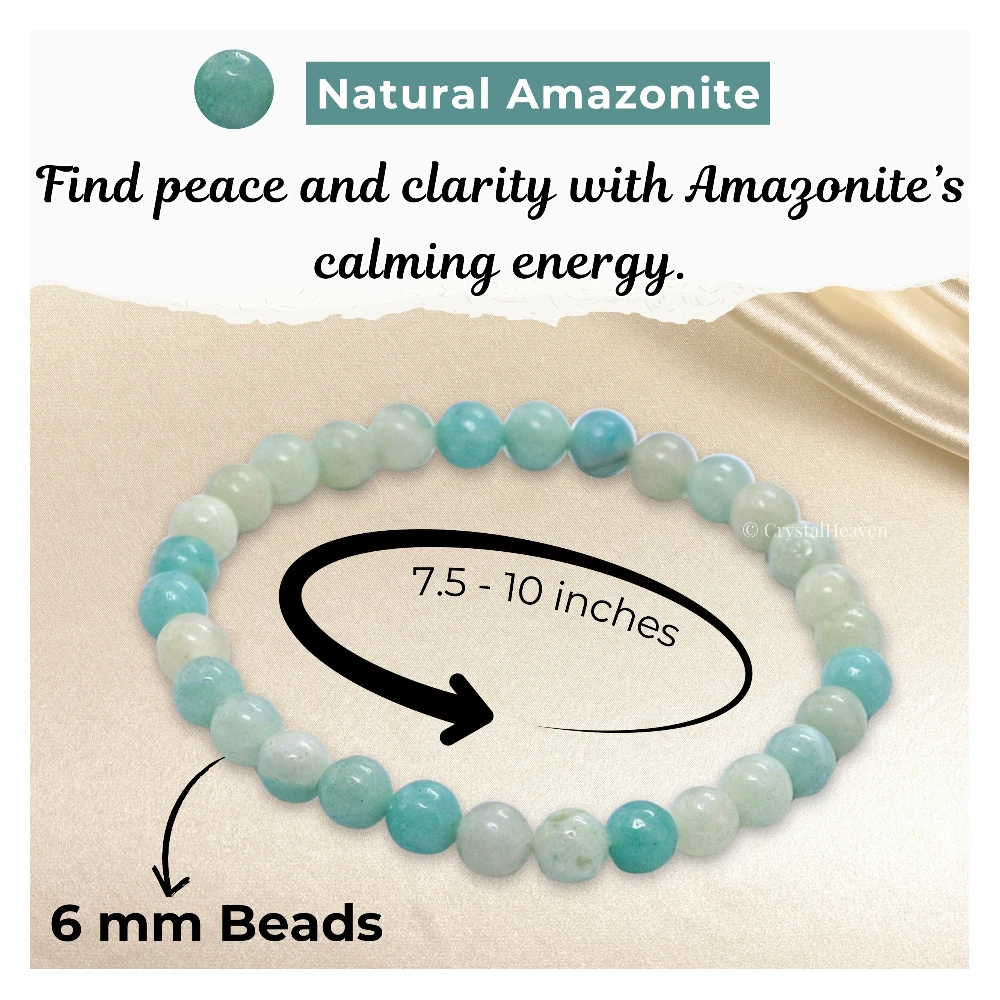 Amazonite Healing Crystal Bracelets - 6mm Beads
