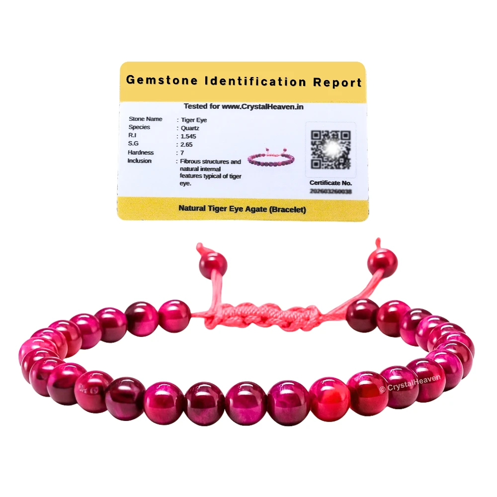 Pink Tiger Eye Healing Crystal Bracelets - 6mm Beads (Adjustable)