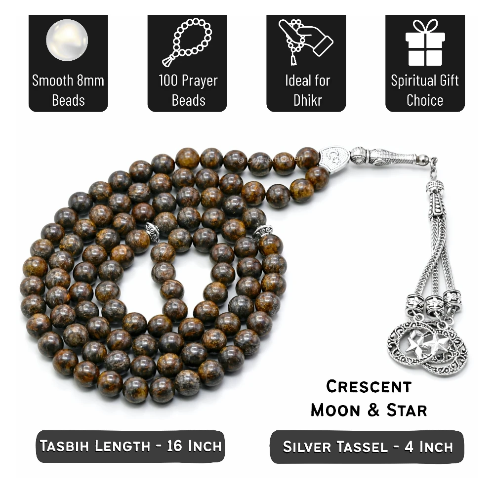 Bronzite Crystal Tasbih (Silver)