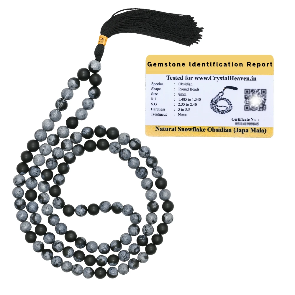 Snowflake Obsidian Japa Mala (Without Knot)