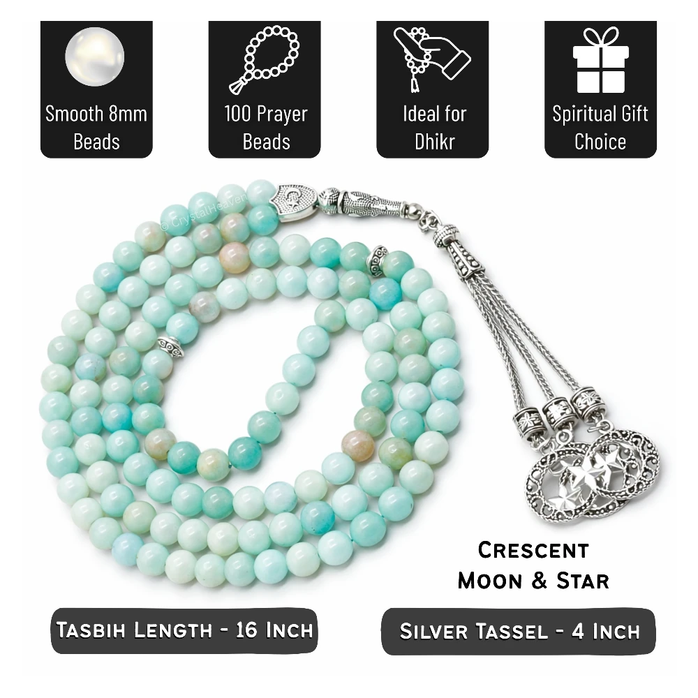Amazonite Crystal Tasbih (Silver)