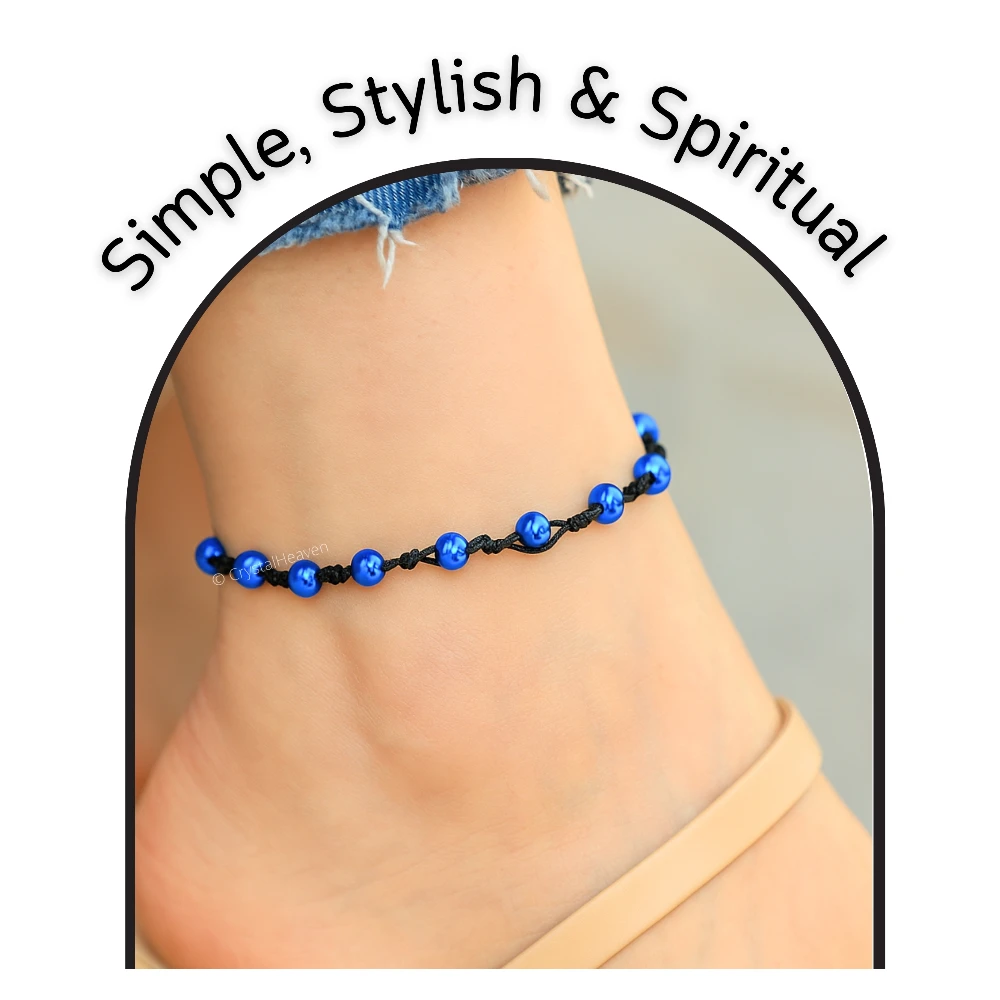 Blue Hematite Anklet (Hand Knotted)