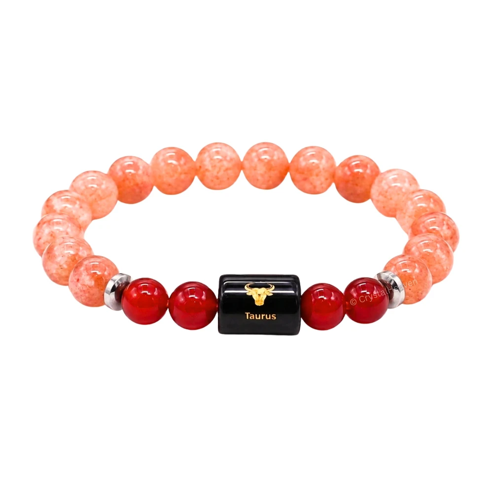 Taurus Bracelet (वृषभ राशि) - Sunstone & Carnelian (Only Bracelet)