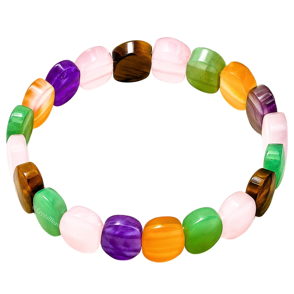 Multi Stone Faceted Beads Bracelet - Oval Stone