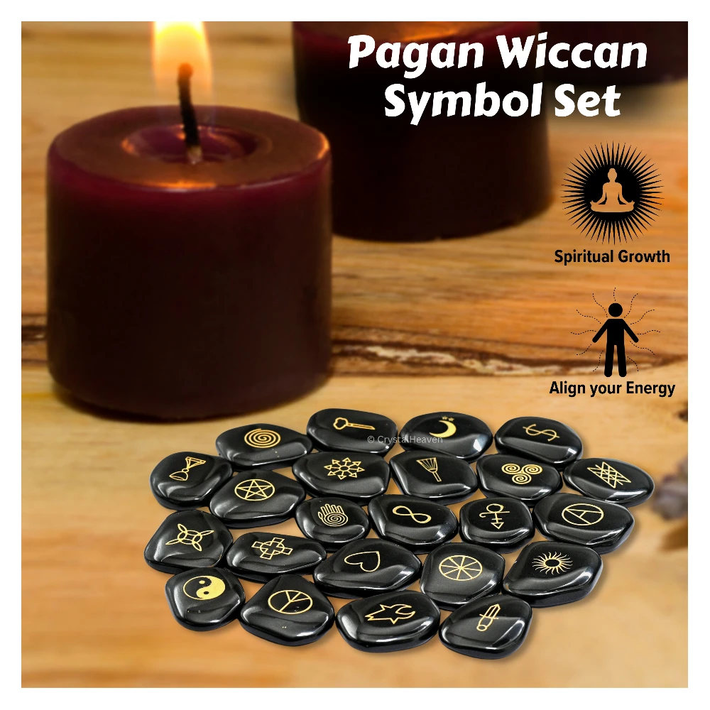 Black Agate Pagan Wiccan Stones (Set of 23)