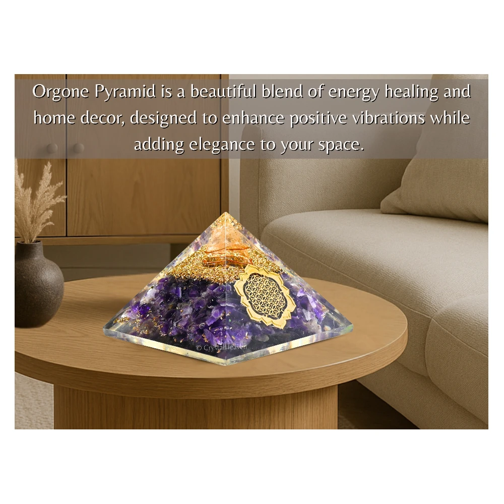 Amethyst Orgone Pyramid (Lotus Flower Of Life)