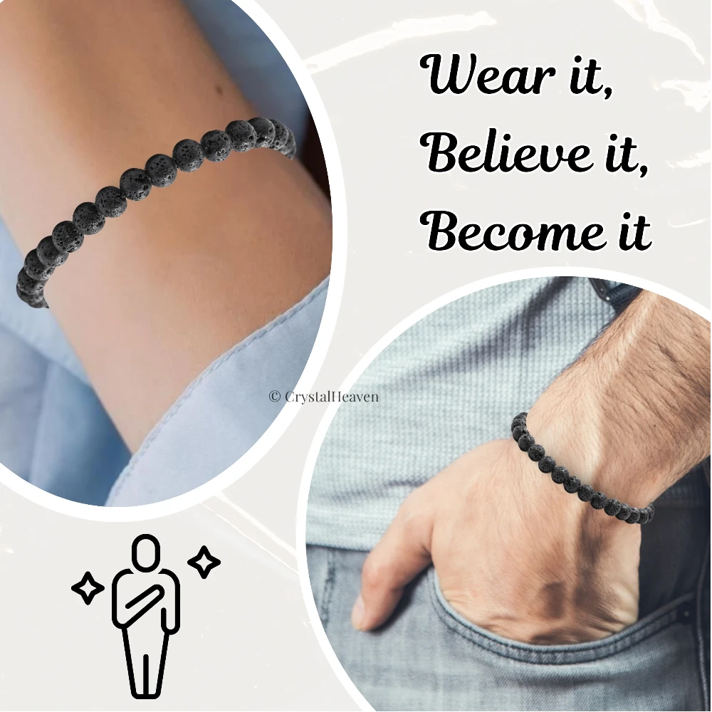 Lava Stone Healing Crystal Bracelets - 6mm Beads (Adjustable)