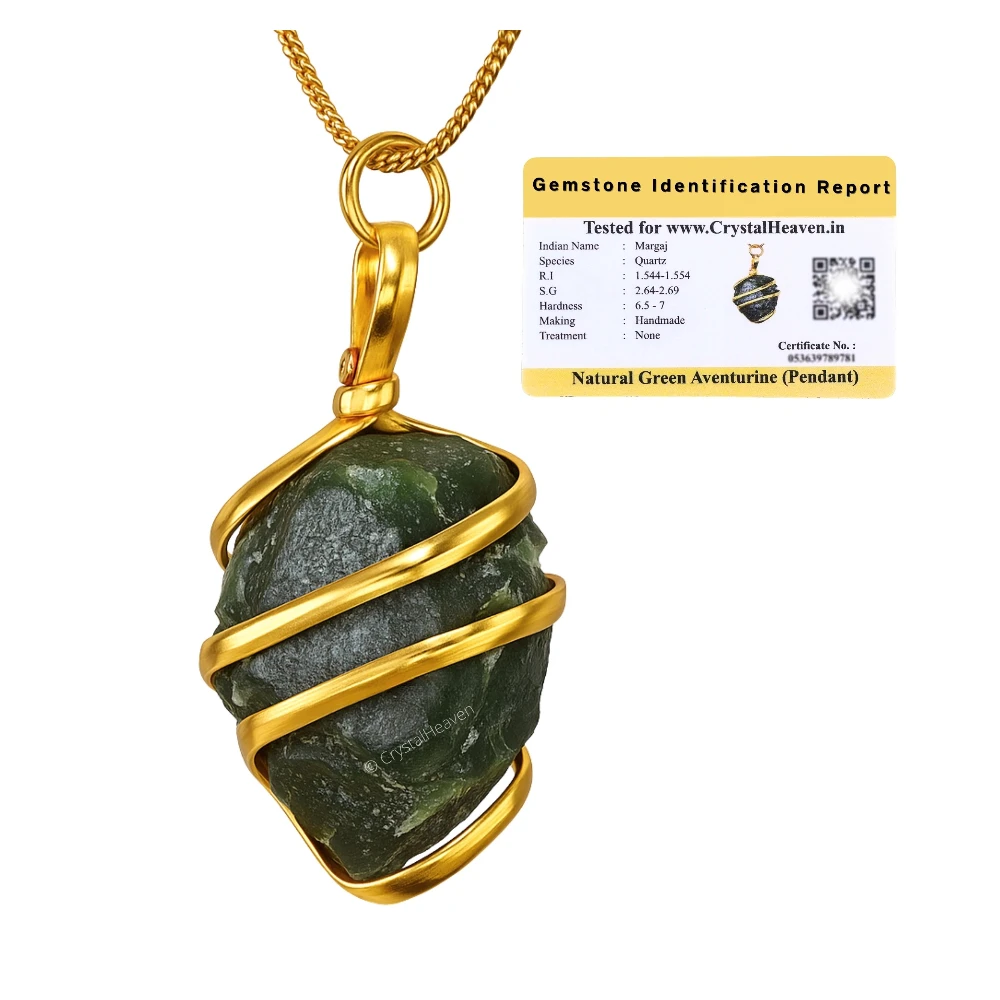 Green Aventurine Necklace - Raw Crystal (Gold)