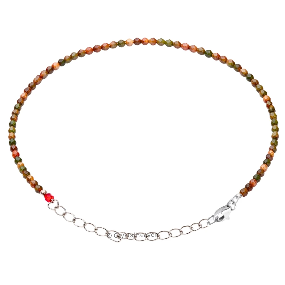Unakite Bracelets - 2mm Faceted Beads (Silver)