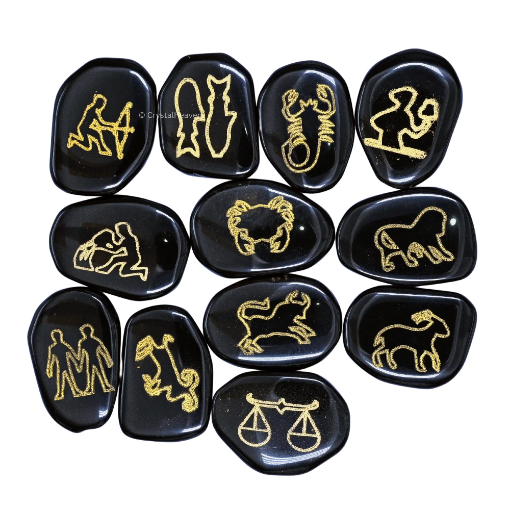 Black Agate Pagan Wiccan Stones (Set of 12)