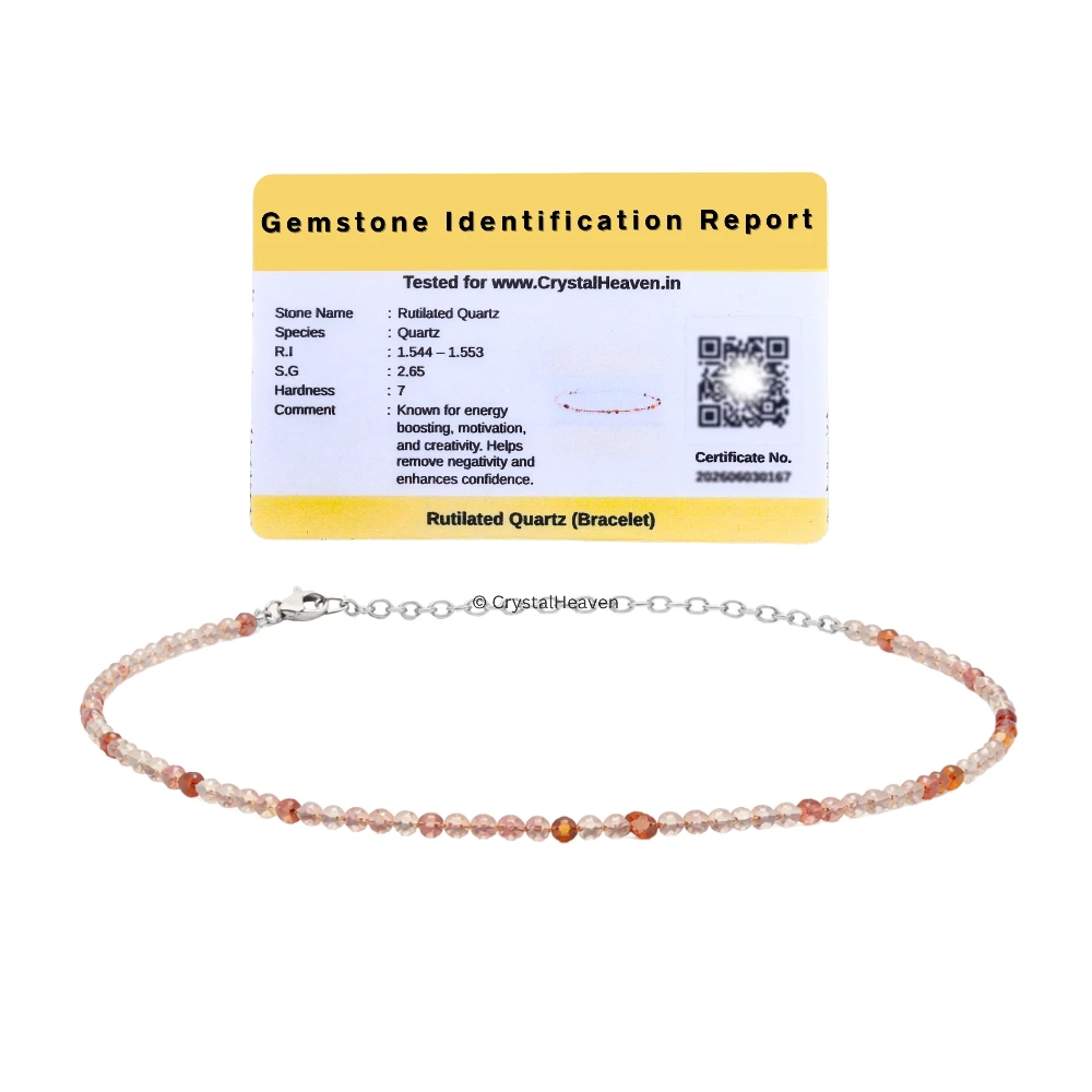 Rutilated Quartz Bracelets - 2mm Faceted Beads (Silver)