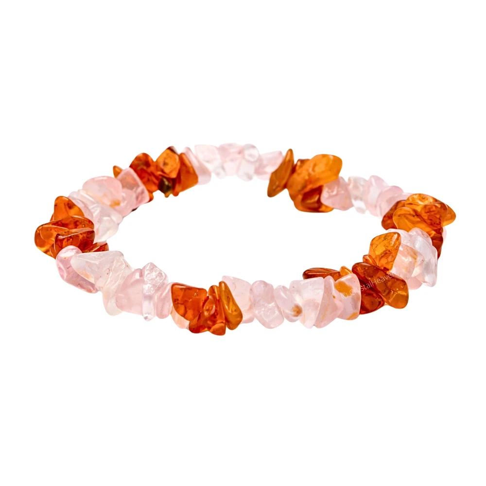 Rose Quartz & Carnelian Chips Bracelet