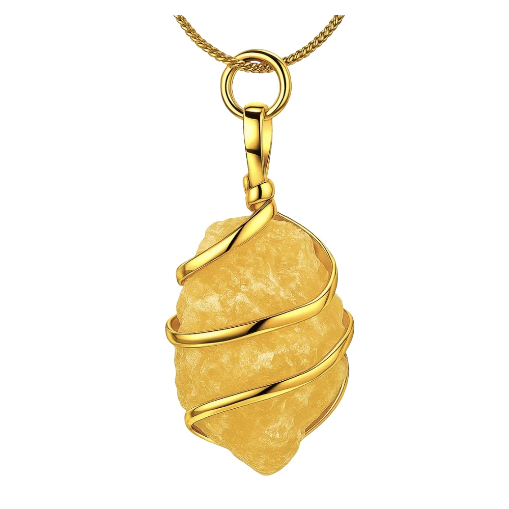 Yellow Aventurine Necklace - Raw Crystal (Gold)