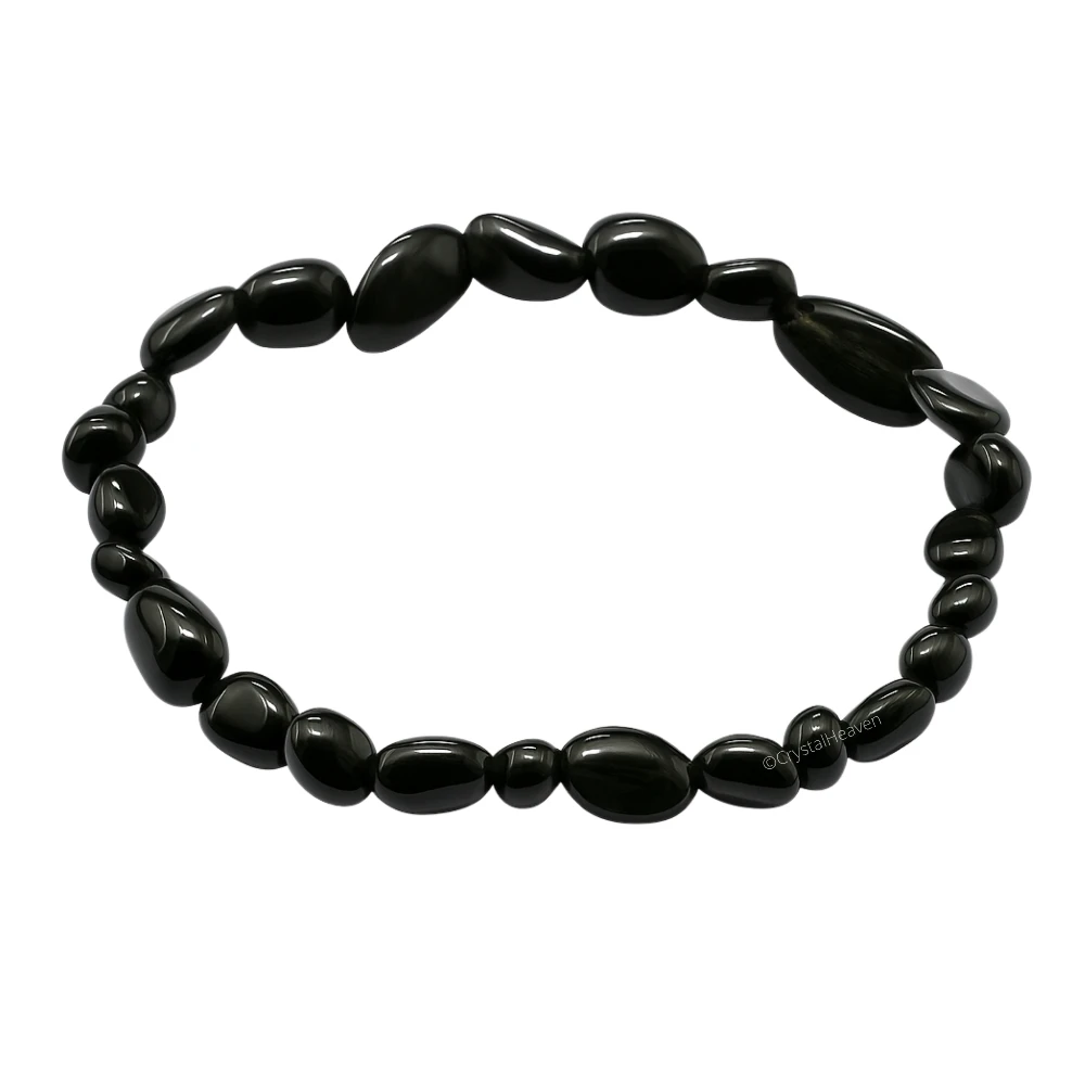 Black Obsidian Tumbled Bracelet (Elastic)
