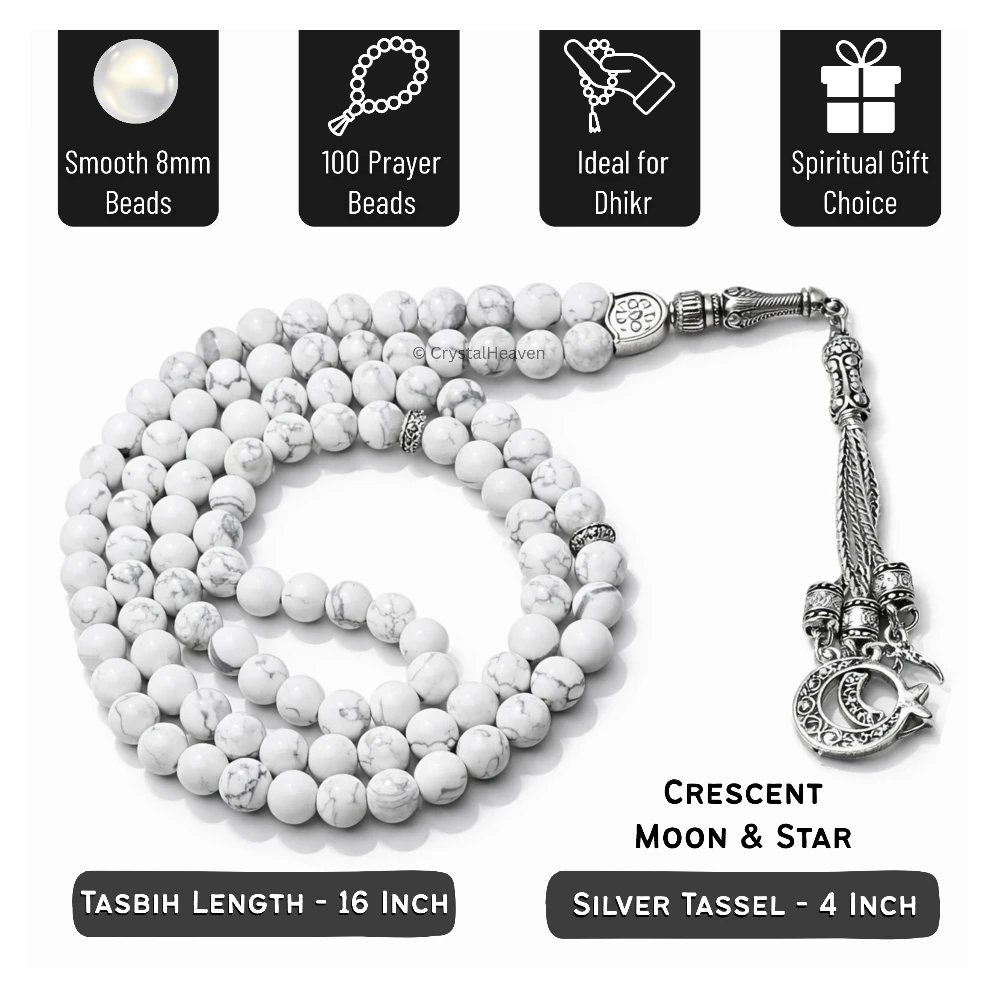 Howlite Crystal Tasbih (Silver)