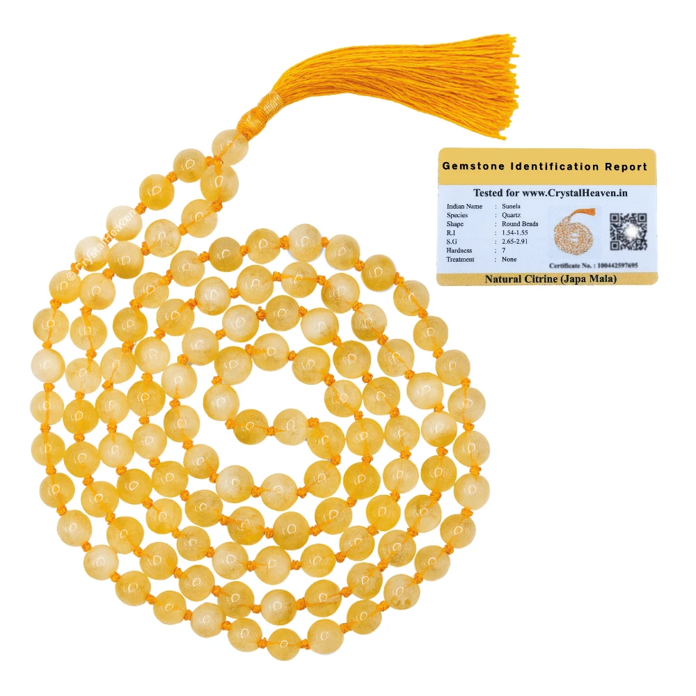 Citrine Japa Mala (Hand Knotted)