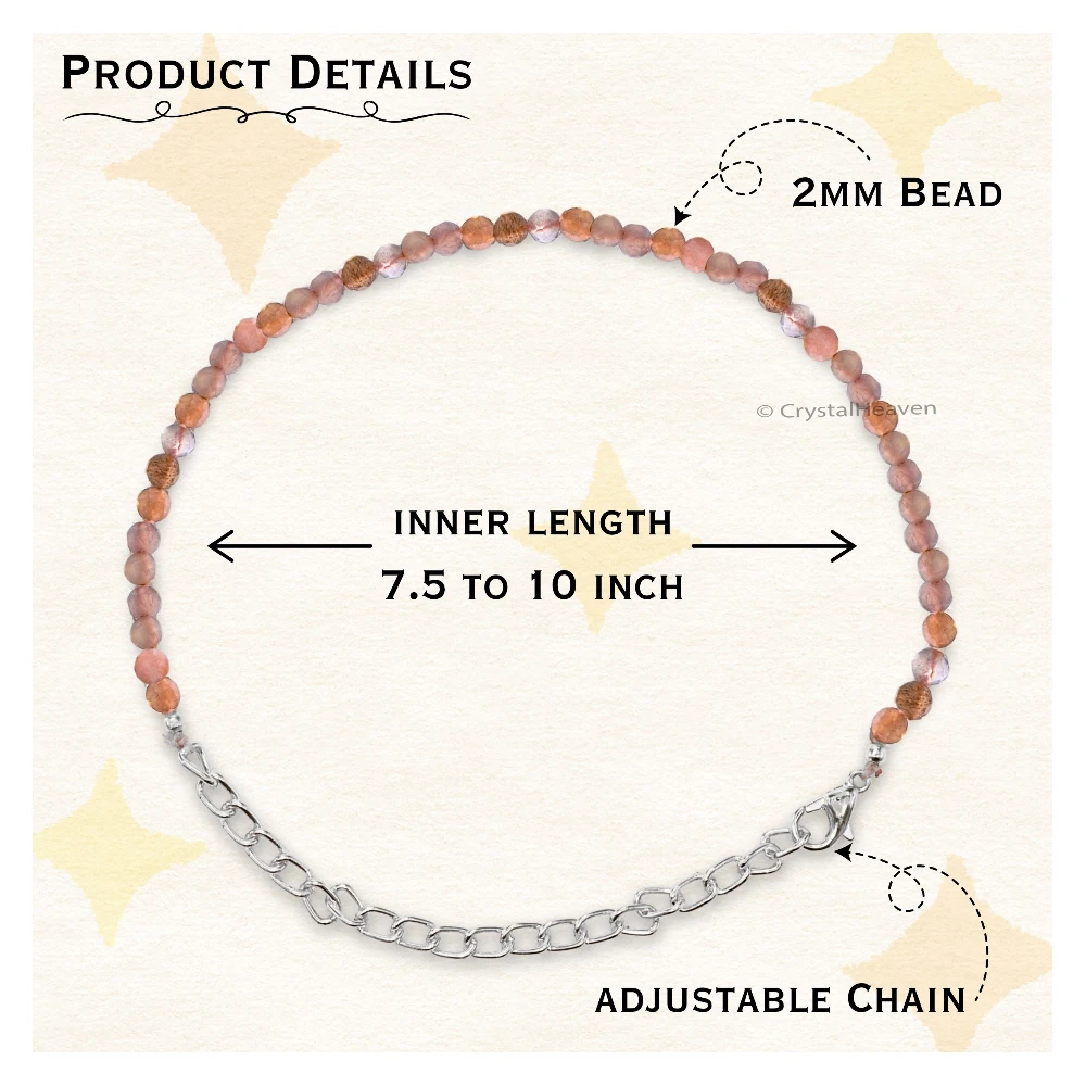 Golden Moonstone Bracelets - 2mm Faceted Beads (Silver)